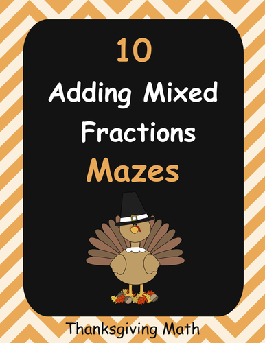 Thanksgiving Math: Adding Mixed Fractions Maze