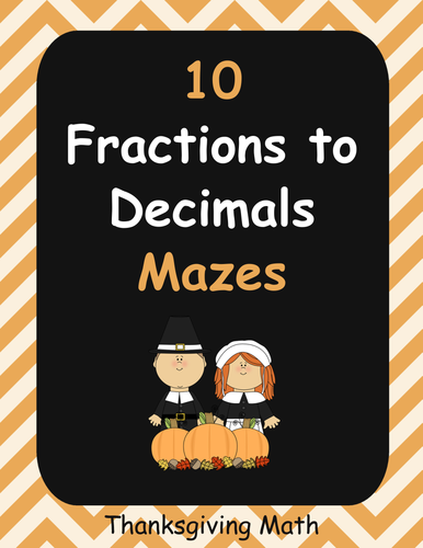 Thanksgiving Math: Fractions to Decimals Maze