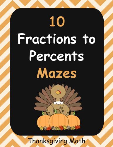 Thanksgiving Math: Fractions to Percents Maze