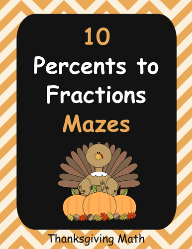 Thanksgiving Math: Percents to Fractions Maze
