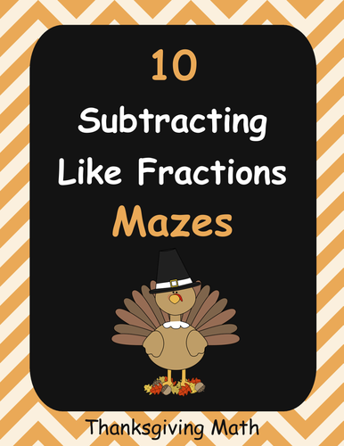 Thanksgiving Math: Subtracting Like Fractions Maze