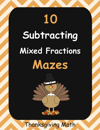 Thanksgiving Math: Subtracting Mixed Fractions Maze