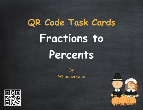 Thanksgiving Math: Fractions to Percents QR Code Task Cards