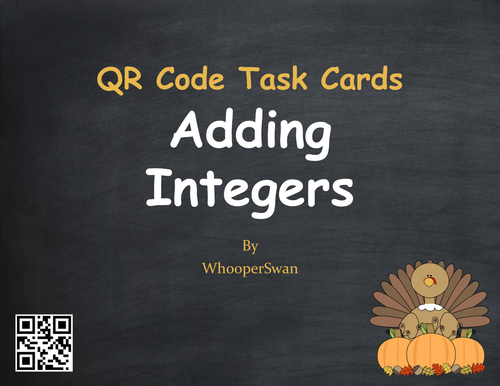 Thanksgiving Math: Adding Integers QR Code Task Cards