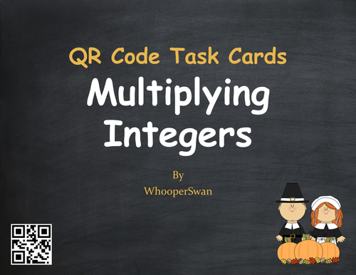Thanksgiving Math: Multiplying Integers QR Code Task Cards