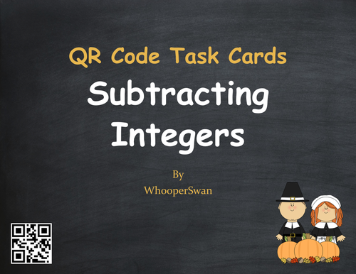 Thanksgiving Math: Subtracting Integers QR Code Task Cards