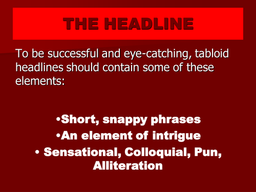 Newspaper headlines and tabloid versus broadsheets