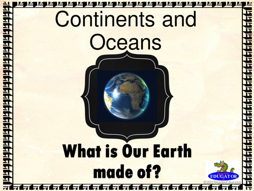 Continents and Oceans Geography PowerPoint, Interactive Quizzes, Printable Book