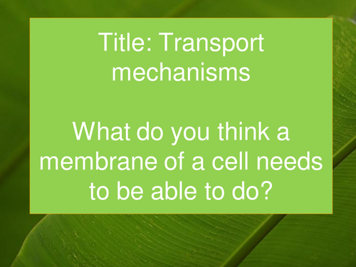 AQA (2016) Level 3 Certificate Applied Science Unit 1 b) Transport Mechanisms