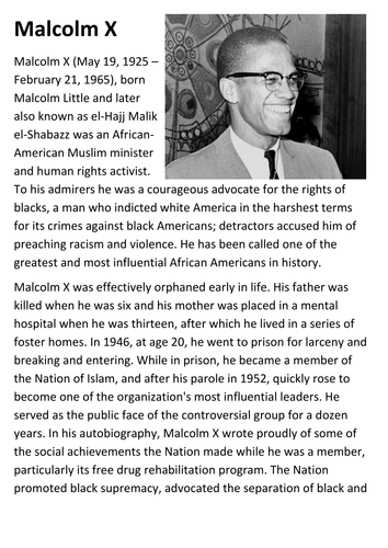 Malcolm X Handout