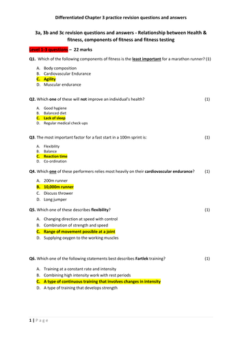 AQA GCSE PE: Physical training - Q & A and revision bundle