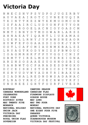 Victoria Day - Canada Holiday Word Search