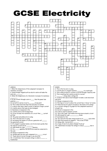 GCSE Physics Revision Crosswords