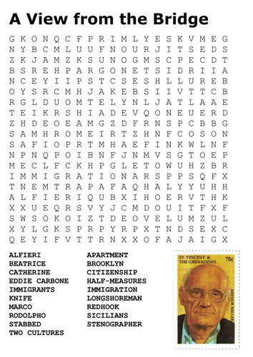A View from the Bridge Word Search