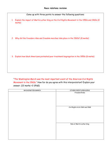 Race Relations USA 1945-70, 2/3 revision lessons - AQA 9147 History B GCSE