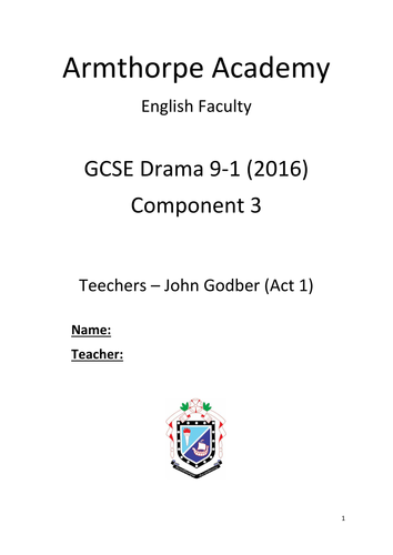 Teechers- John Godber, Work Booklet for Drama Students