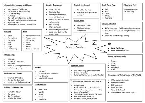 Owl Babies and Nocturnal animals topic web