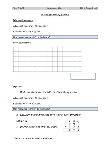 Year 6 SATS Maths Reasoning Paper 2 Revision, Silver/Expected level