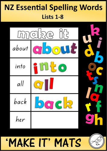 New Zealand Essential Spelling Words - 'Make it' mats