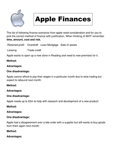 Sources of Finance for Apple