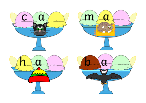 CVC Ice cream missing sound game Reception Year 1 middle and final sound Link to Lighthouse Keeper