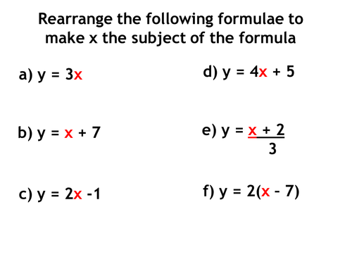 Rearranging Formulae Revision