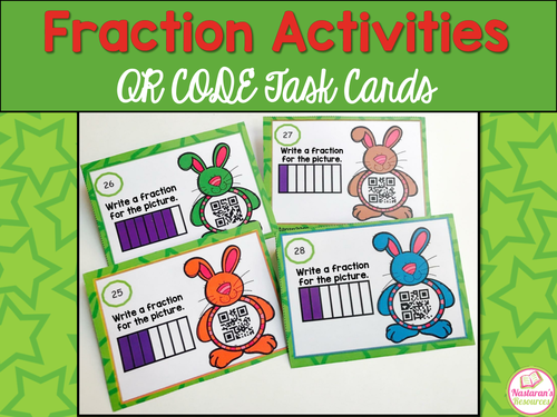 Fractions Task Cards With QR CODE