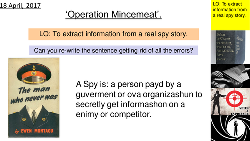 Operation Mincemeat Spies English Language skills