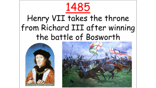 Tudor timeline for classroom display or revision resource for A Level