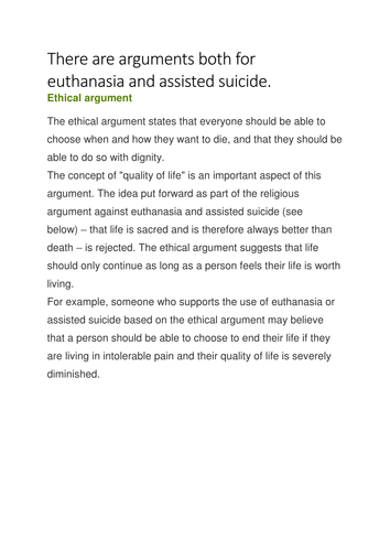 medically assisted suicide argumentative essay