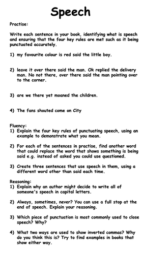 Direct Speech Worksheets (KS2)