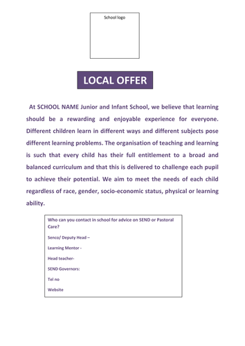 SEND - Local offer | Teaching Resources