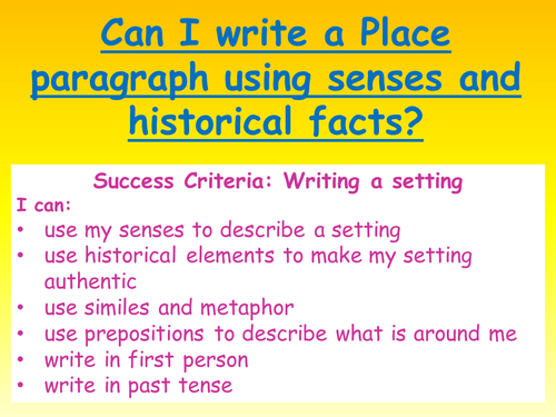 Stories with historical settings - place paragraph