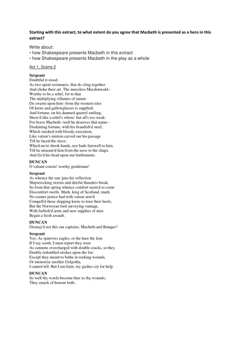 Macbeth revision question and example answer (for AQA 2017 onwards)