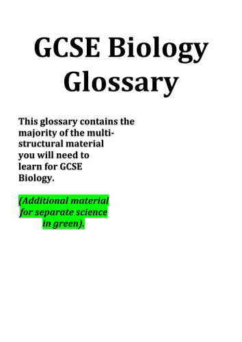 GCSE Biology AQA - Complete glossary