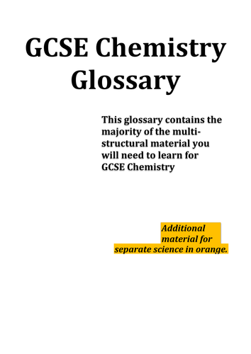 GCSE Chemistry AQA - Complete glossary