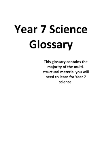 KS3 Year 7 - Glossary