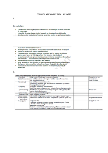 OCR Alevel PE new spec. common assessment task Answers
