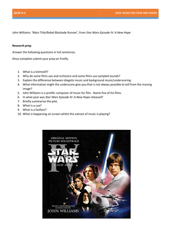 John Williams ' Star Wars: Main Title/Rebel Blockade Runner' Edexcel GCSE Music (9-1) Pearson