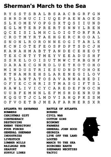 Sherman's March to the Sea Word Search