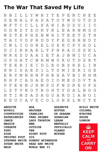 The War That Saved My Life Word Search