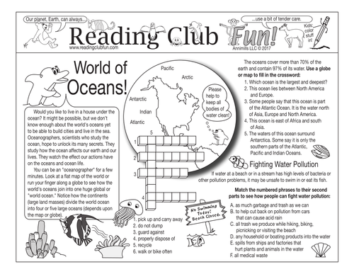 World of Oceans Two-Page Activity Set and Word Search