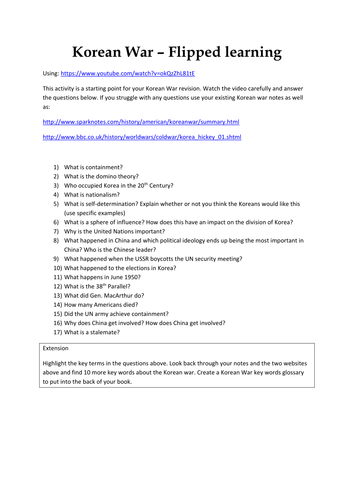 Korean War revision flipped learning