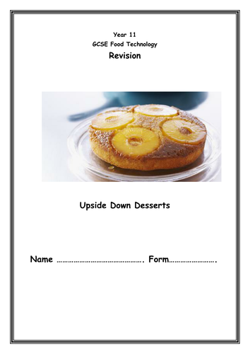 AQA Food Technology 2017 Upside Down Desserts