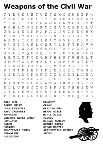 Weapons of the Civil War Word Search