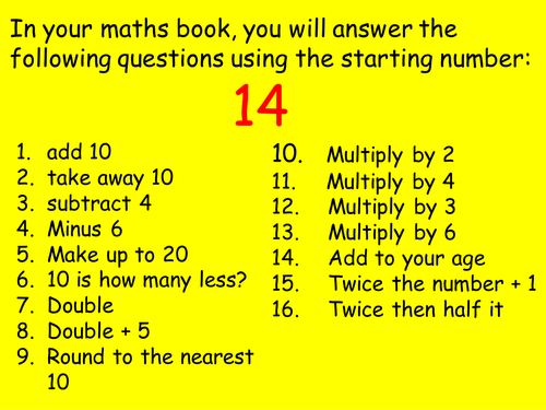 Maths starter activity