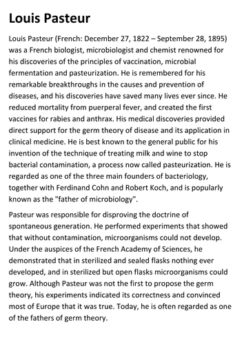 Louis Pasteur Handout