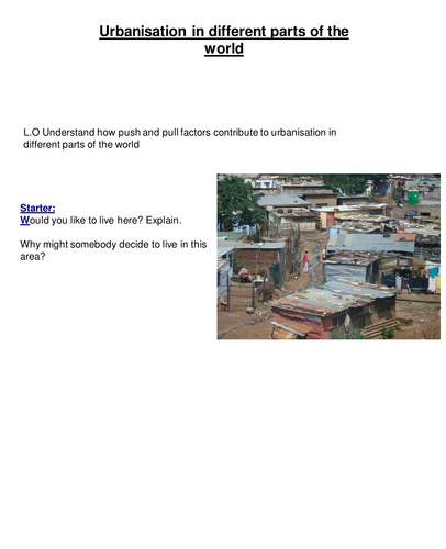 Urbanisation in different parts of the world (Edexcel B 9-1)