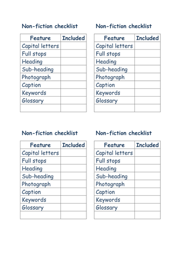Editable non-fiction checklist