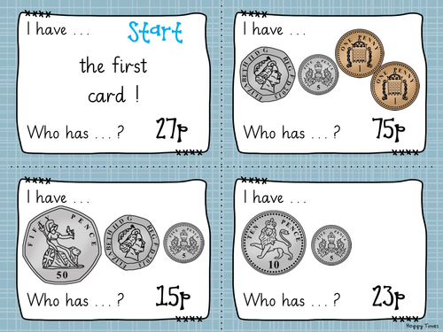32 Maths MONEY LOOP CARDS Game